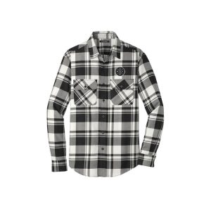 Men's Black & Snow White Buff Check Flannel
